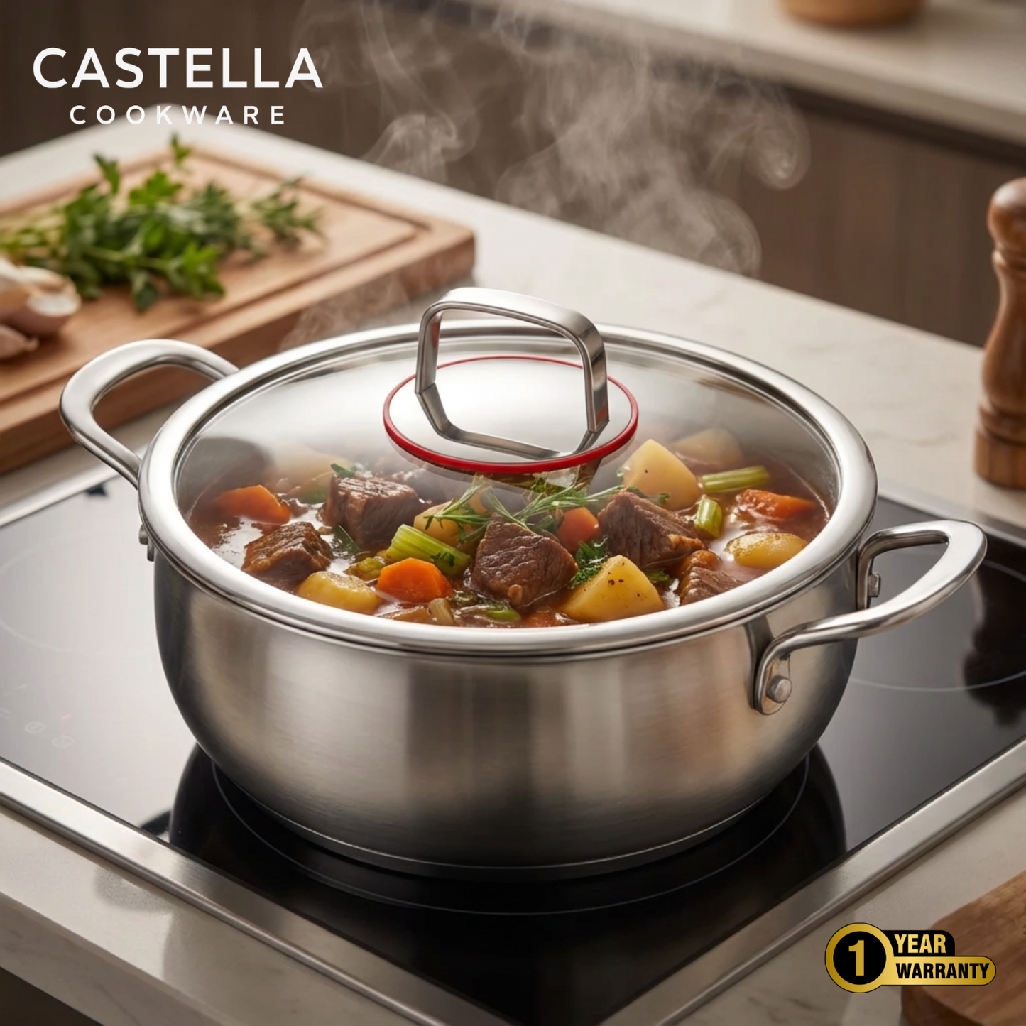 Titanium Deep Casserole Pot Pro with Free Lid
