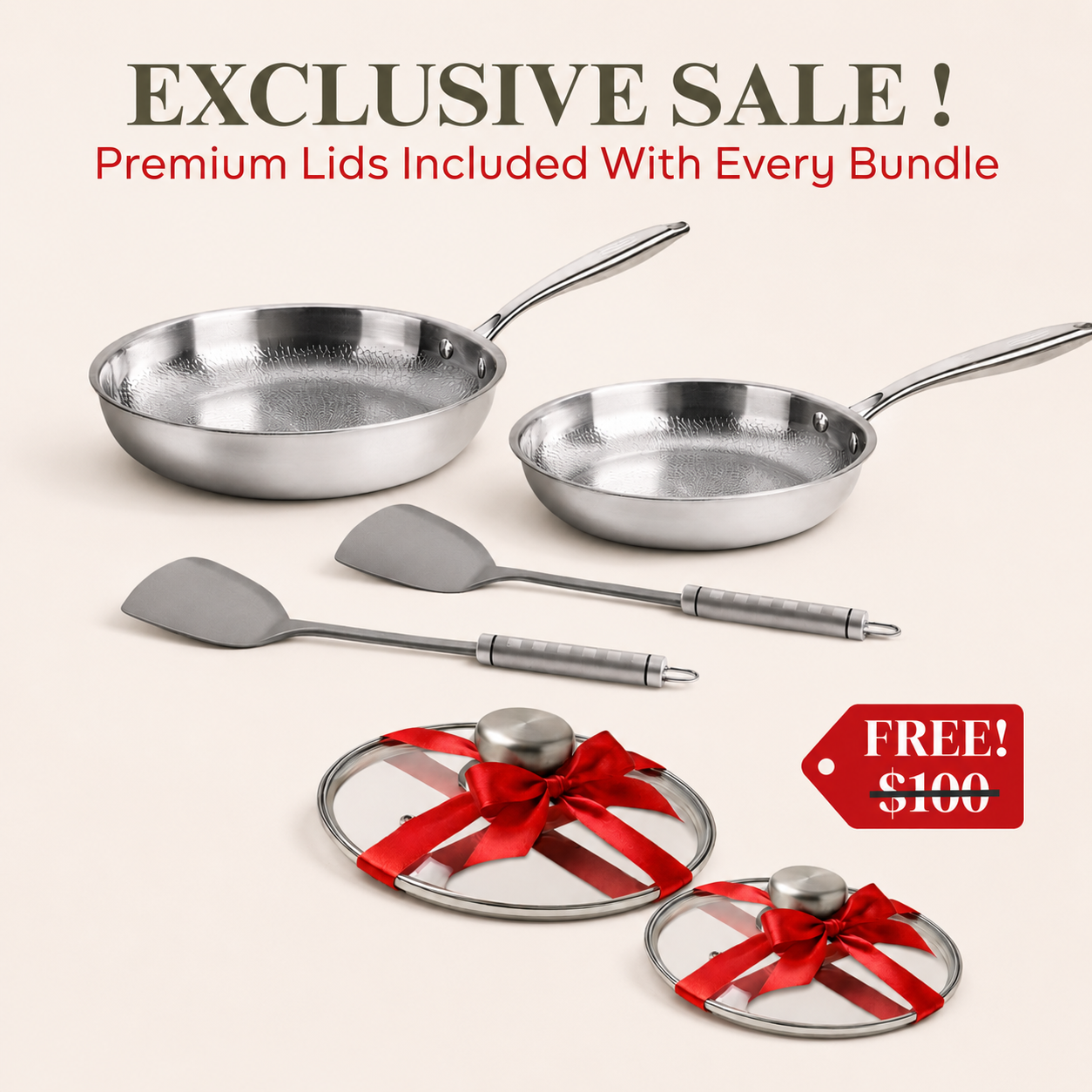 Titanium Hammered Pan Pro Duo with Free Lids