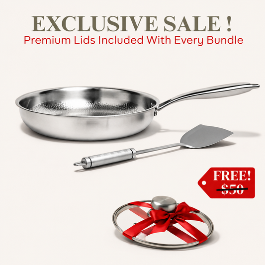 Pure Titanium Hammered Pan Set with Complimentary Lid