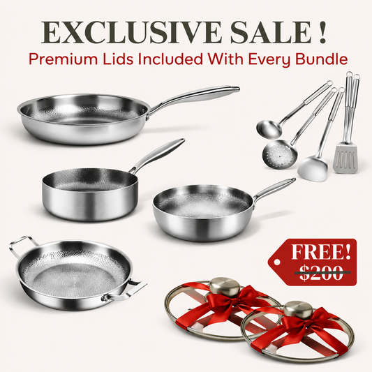 Pure Titanium 4-Piece Cookware Set with Free Lids