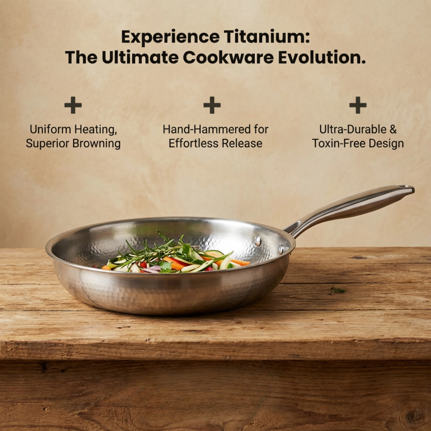 Titanium Hammered Pan with Complimentary Lid