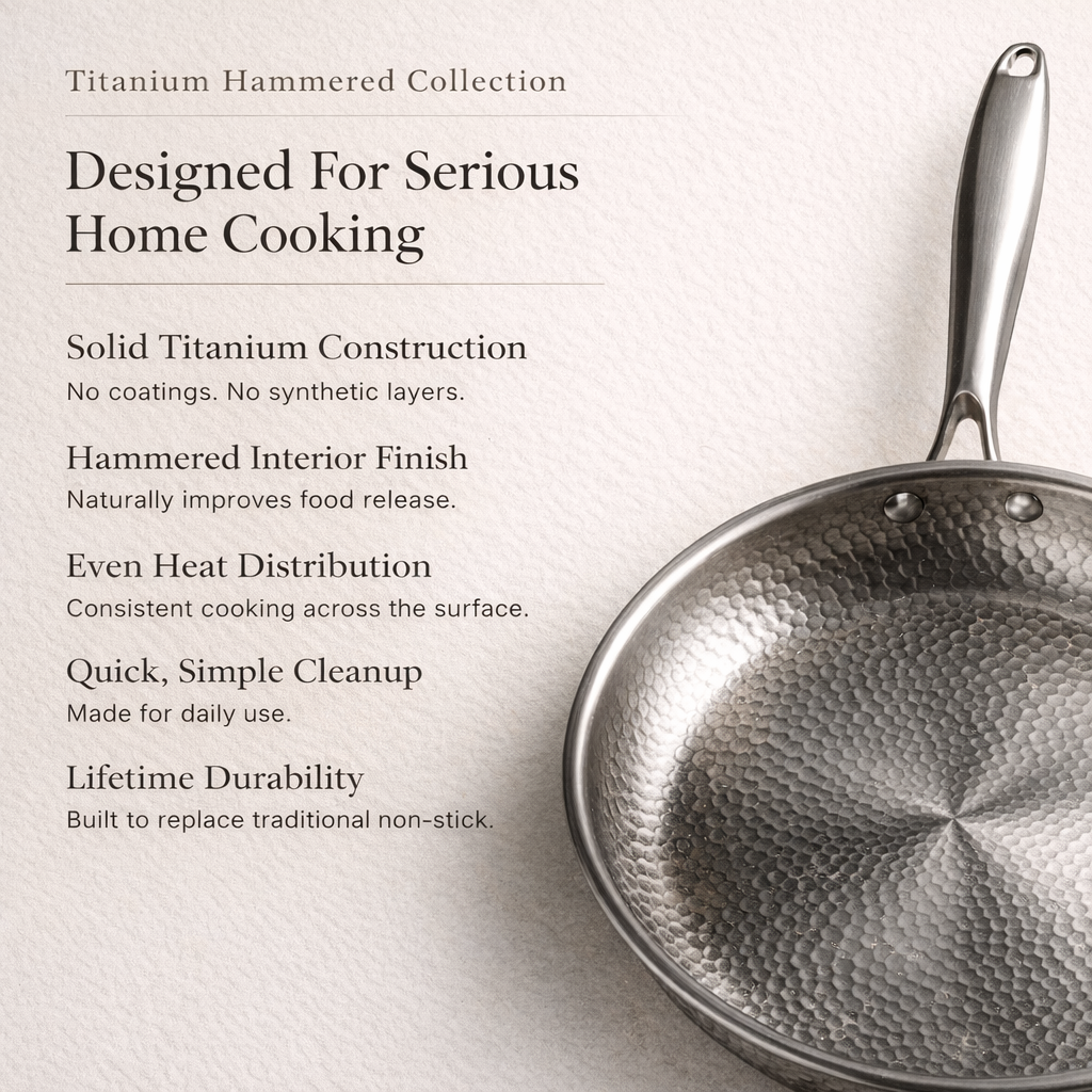 Pure Titanium Hammered Pan Set with Complimentary Lid