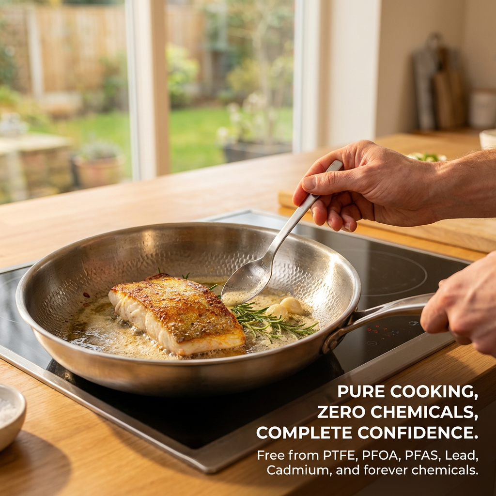 Pure Titanium Hammered Pan Set with Complimentary Lid